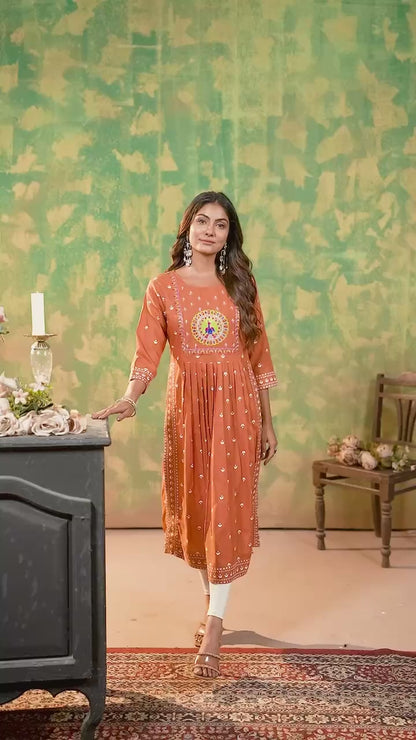 Sakhi - Soft Cotton Embroidered Kurti Set